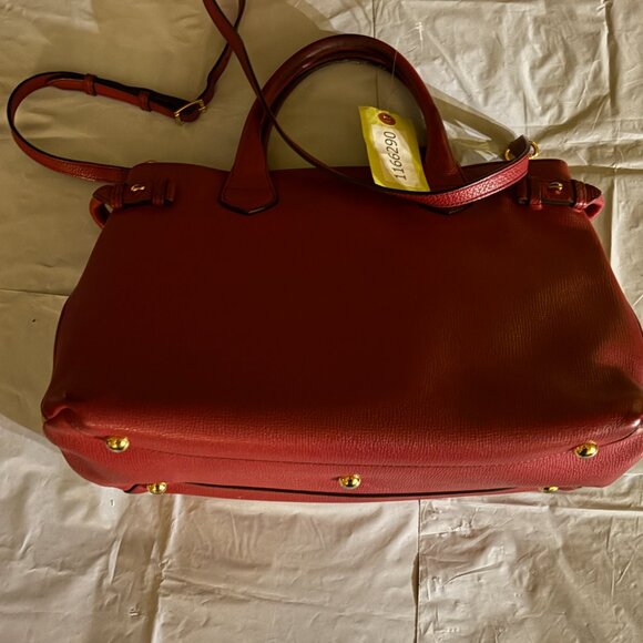 BURBERRY SM BANNER CRIMSON LEATHER CHECK CANVAS SHOULDER Medium TOTE BAG - Picture 3 of 16